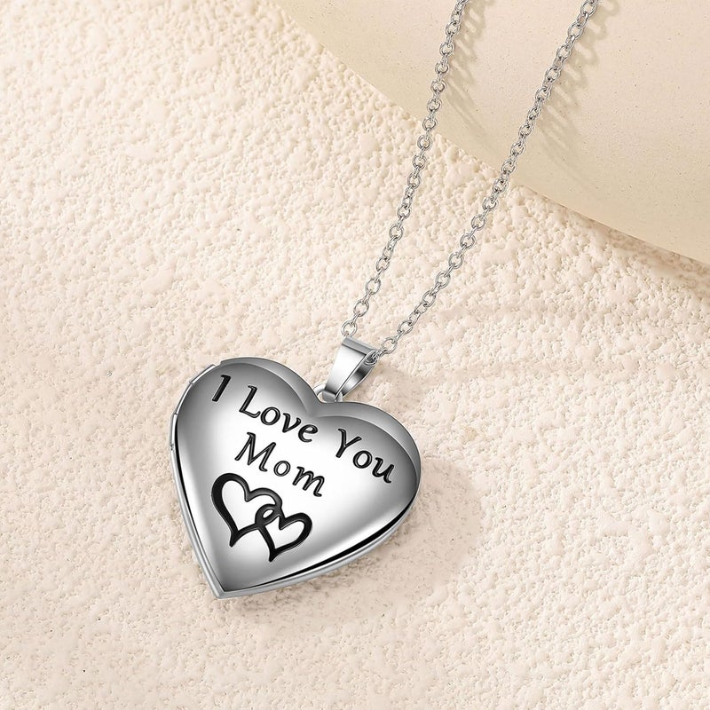 PHOCKSIN Locket Necklace for Women Black/Gold/Silver Locket Necklace Oval/Round/Heart Photo Necklace New Years Gifts for Girls - Image 2